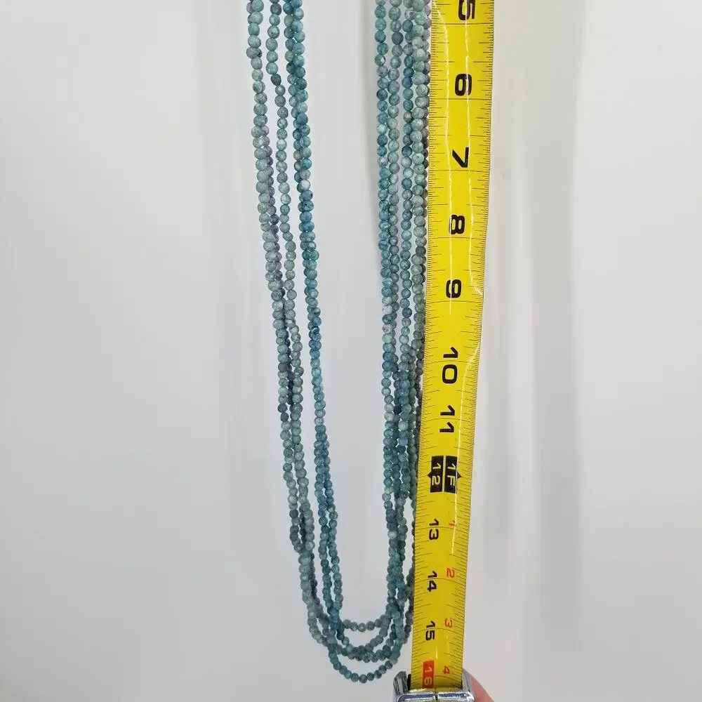 5 strands of round beads Teal blue greens purple stones craft jewelry necklace